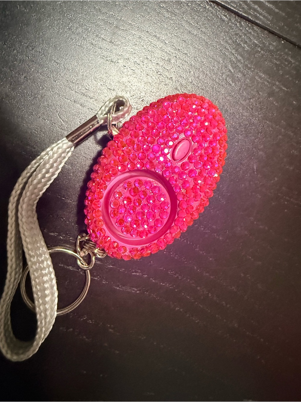 Pink Crystal Keychain Personal Alarm with Wrist Strap